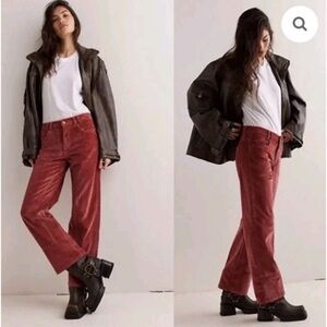 NWT Free People We The Free Risk Taker Corduroy Ribbed Wine Jeans Size 28 Grunge